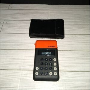 Vintage Omron 606 Electronic Calculator Orange Black Not Working